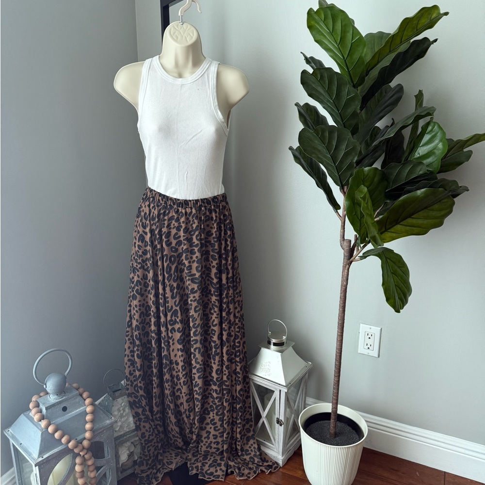 Chicwish Brown Leopard Maxi Skirt